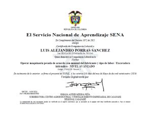 Operar maquinaria pesada de acuerdo con manual del fabricante y tipo de labor - Excavadora Hidráulica - Avanzado