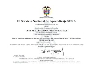 Certificado Operar maquinaria pesada de acuerdo con manual del fabricante y tipo de labor - Retrocargador - Avanzado