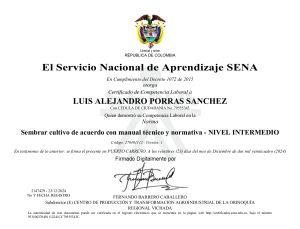 Certificado Sembrador cultivo de acuerdo con manual técnico y normativa - Intermedio